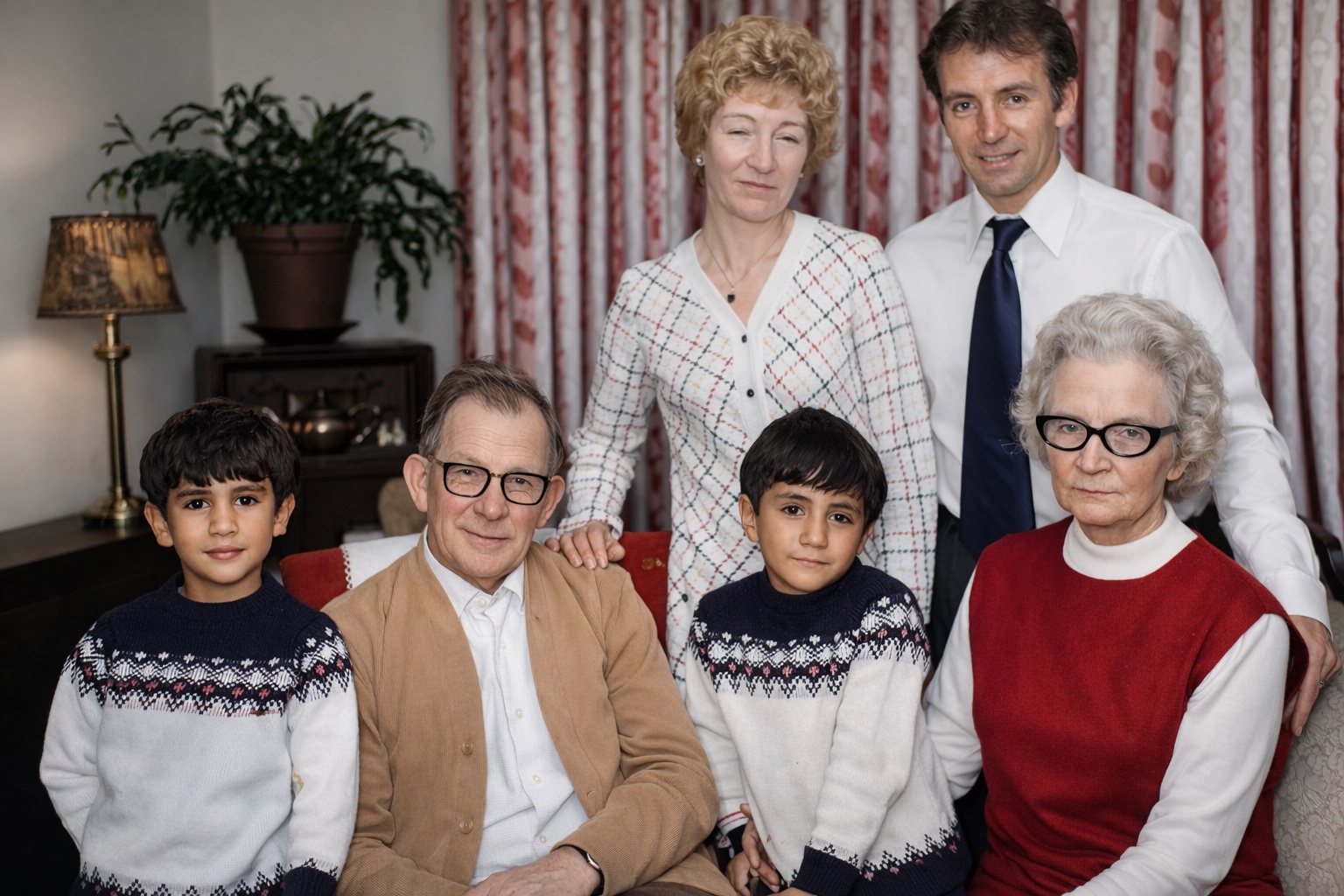 A multigenerational family gathered for a portrait